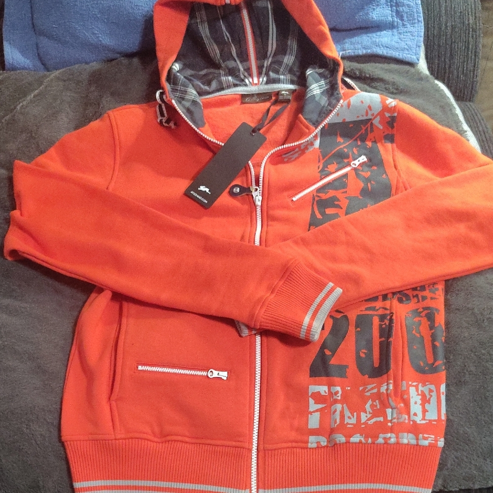 ATIZIANO ORANGE NWT ZIP UP HOODIE